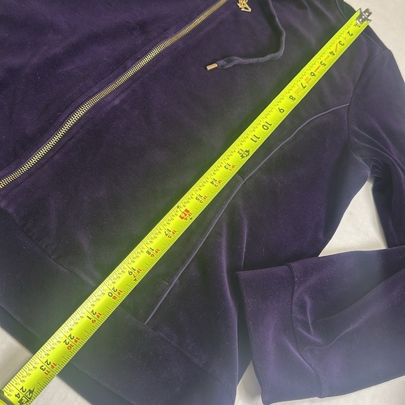 Lauren Ralph Lauren Purple Velvet Full Zip Up Hooded Jacket Womens Size Large - Picture 8 of 10